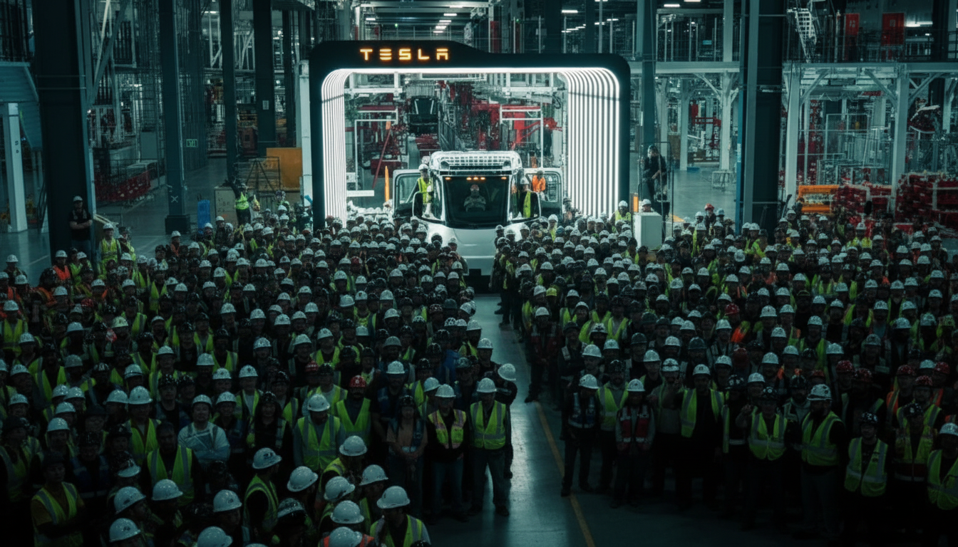 Inizio della produzione del Tesla Semi: il primo camion esce dalla nuova linea in Nevada