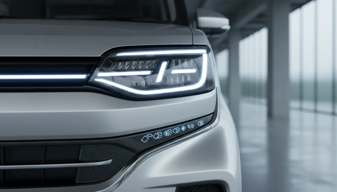 Auto DAI moderna e innovativa su strada urbana, design elegante e prestazioni avanzate.