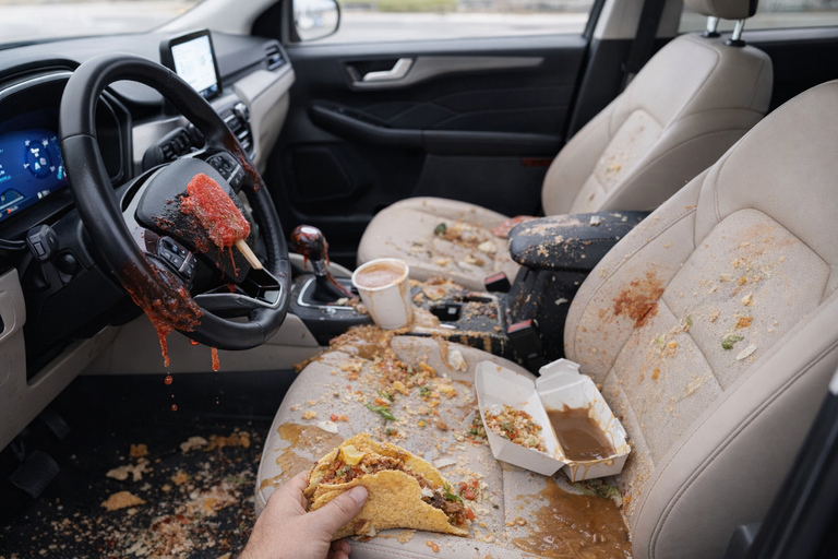 I cibi più pericolosi da consumare in auto: disastri e distrazioni