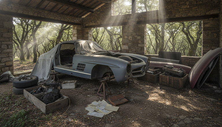 Mercedes 300 SL ritrovata in un bosco, ora vale una fortuna