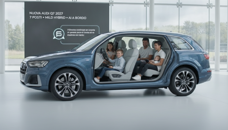 Nuova Audi Q7 2027, fino a 7 posti, diesel mild hybrid e ChatGPT a bordo