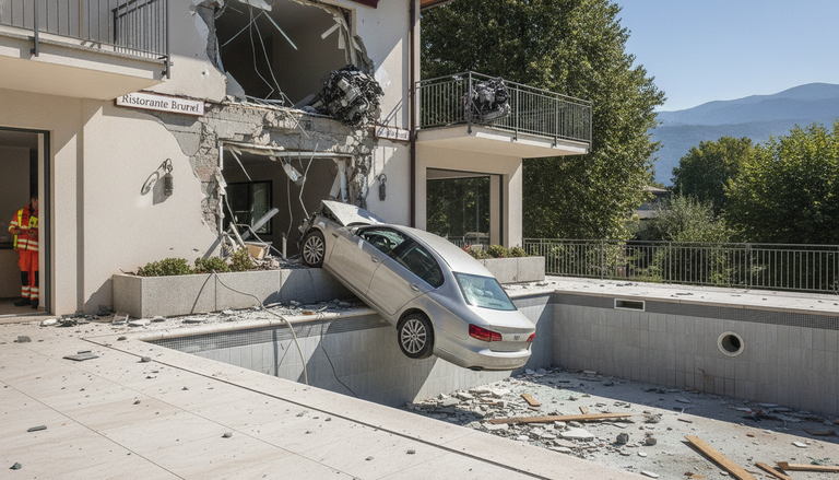 Sfiorata la strage ad Arco: l'auto decolla e sventra un ristorante stellato [VIDEO]