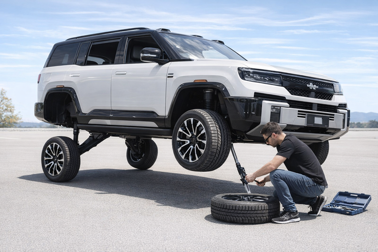 Denza B8: il SUV che si solleva da solo e rivoluziona il cambio gomme