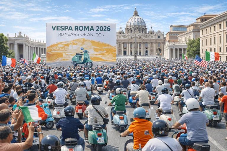 Roma si trasforma nel tempio delle due ruote: al via il più grande raduno nella storia della Vespa