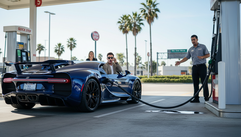 La Bugatti Chiron Pur Sport e l'assurdo incidente al distributore di benzina