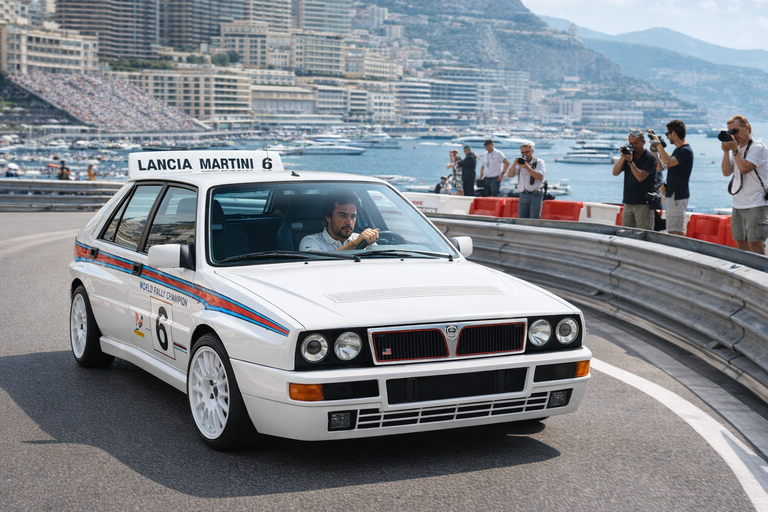 Fernando Alonso e il richiamo della leggenda: al volante della Lancia Delta Martini 6