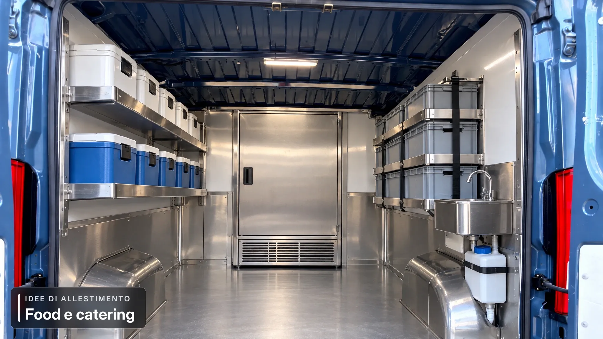 Food e catering — vano allestito. Simulazione AI di possibile utilizzo del veicolo