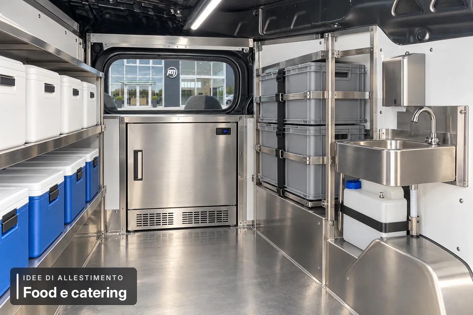 Food e catering — vano allestito. Simulazione AI di possibile utilizzo del veicolo
