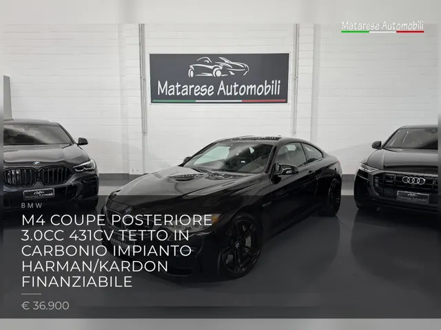 BMW M4 Coupe Posteriore 3.0cc 431cv Tetto in carbonio Impianto Harman/Kardon Finanziabile 2016