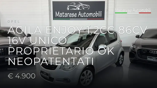 Opel Agila Enjoy 1.2cc 86cv 16V Unico proprietario OK Neopatentati 2010