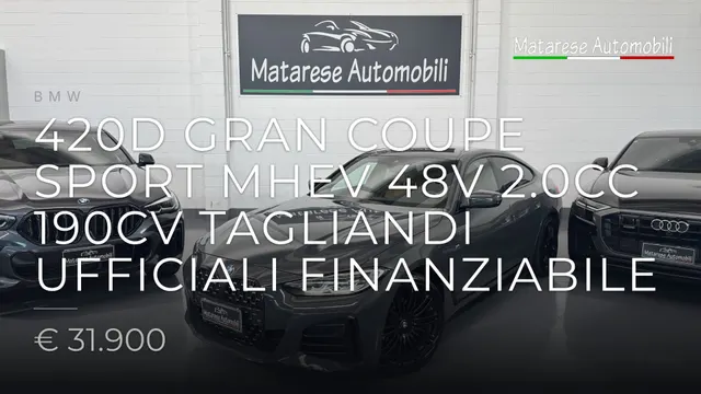 BMW 420d Gran Coupe Sport mhev 48V 2.0cc 190cv Tagliandi Ufficiali Finanziabile 2022